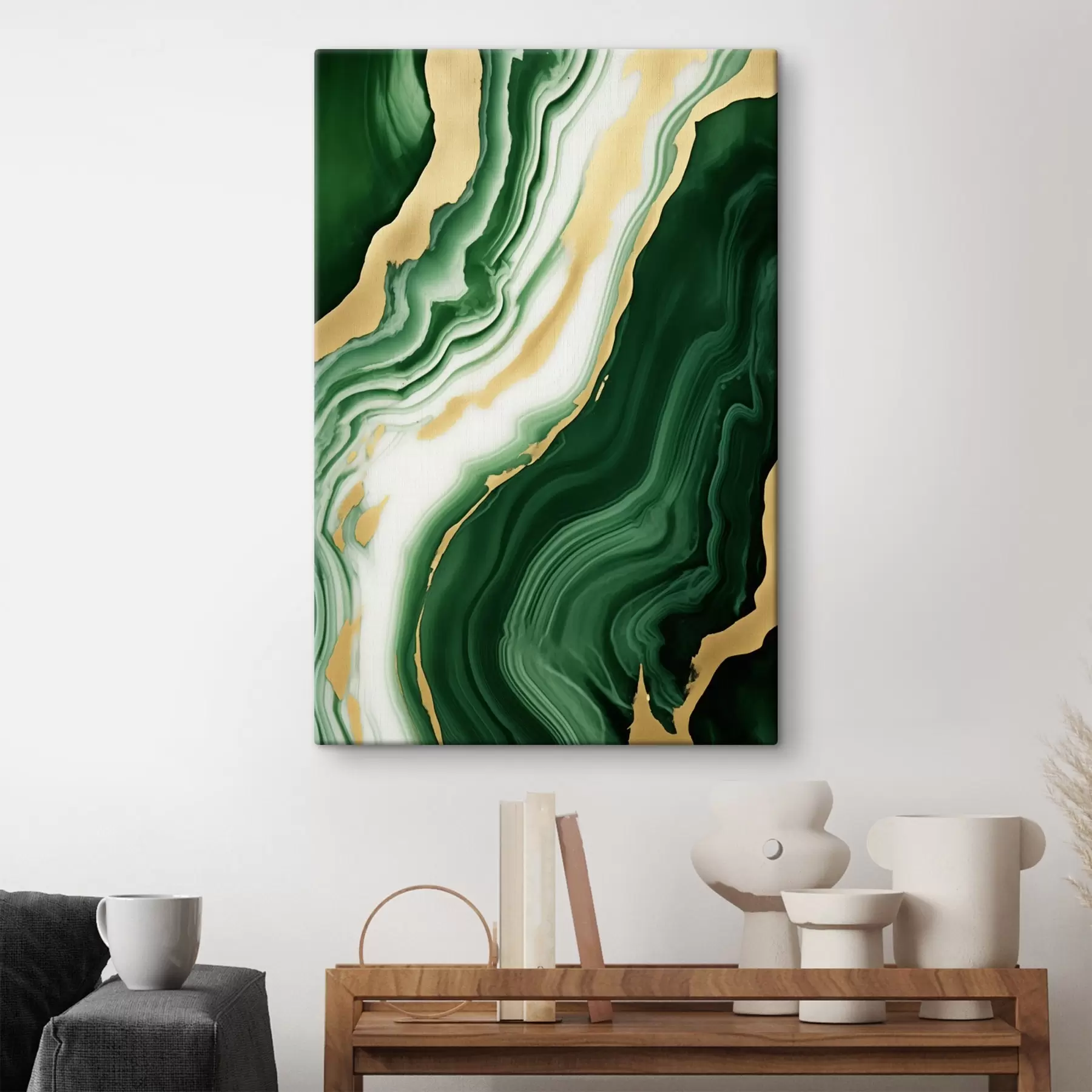 Wandbilder Grün-weiß-gelbe Marmortexturen s45695