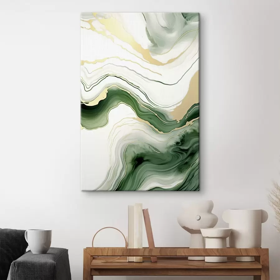 Wandbilder Hellgrüne und orangefarbene Marmormuster s45696