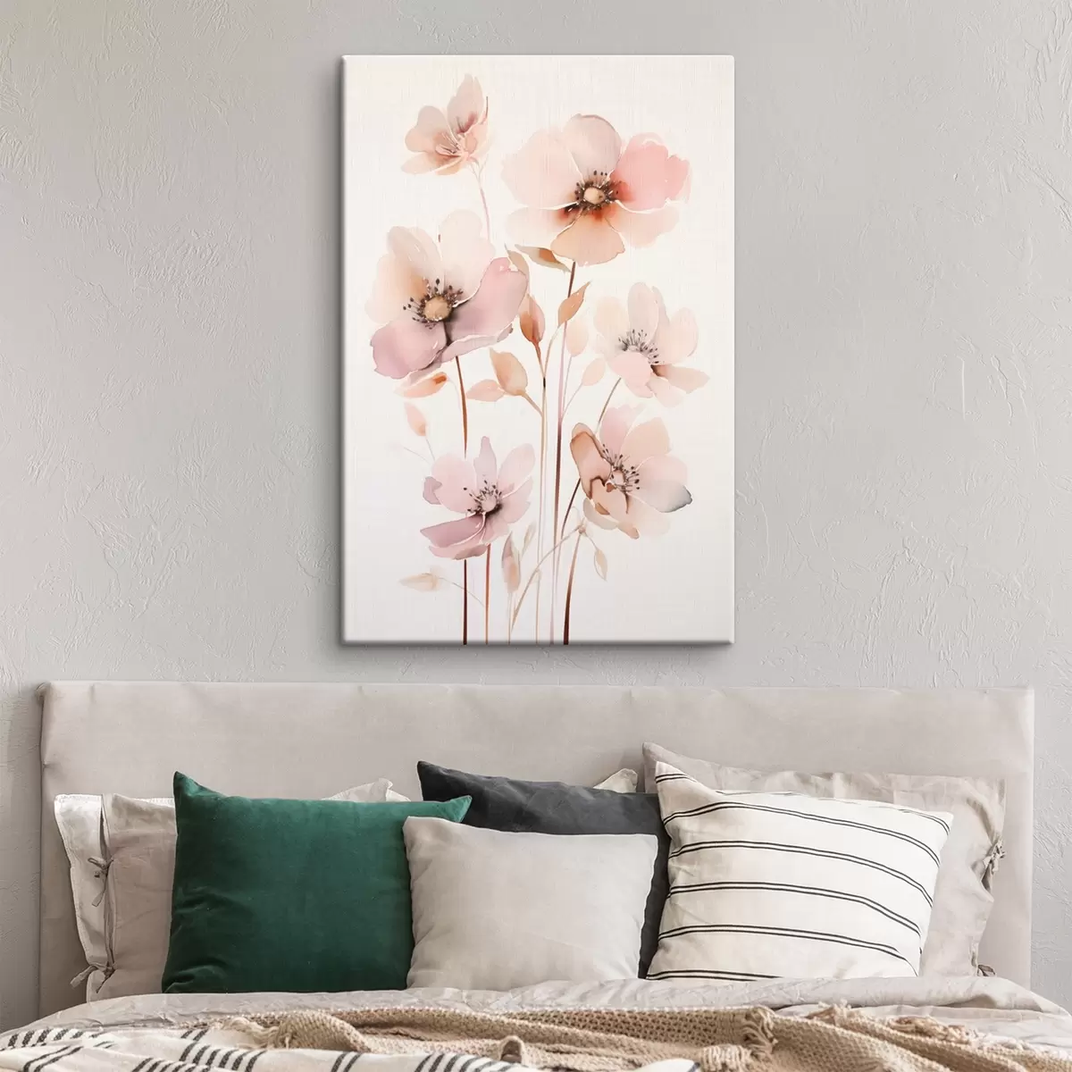 Wandbilder Aquarell rosa Blumen auf dünnen Stielen s45701