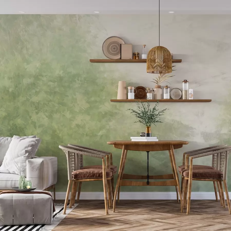 Fototapete Nachahmung von Blättern an einer Betonwand w04468