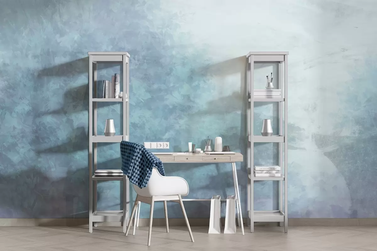 Fototapete Nachahmung von Blättern an einer Betonwand w04468v1