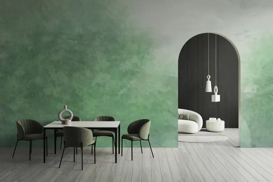 Fototapete Nachahmung von Blättern an einer Betonwand w04468v2