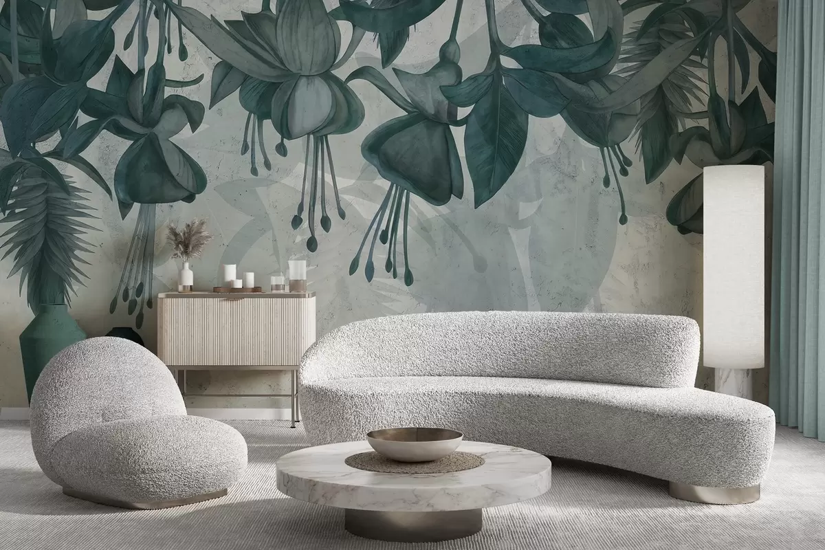 Fototapete Hängende Blumen im Grunge-Stil w04472v1