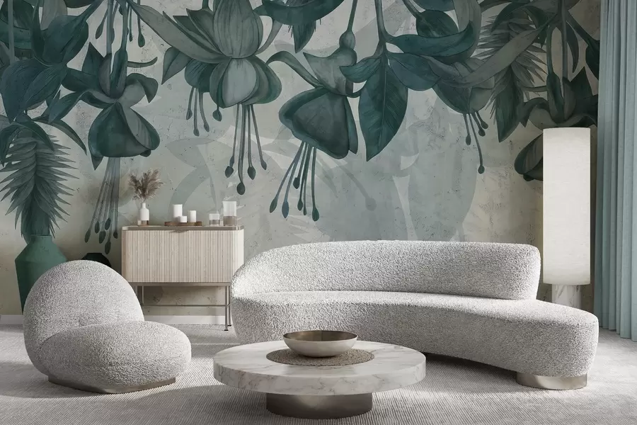 Fototapete Hängende Blumen im Grunge-Stil w04472v1