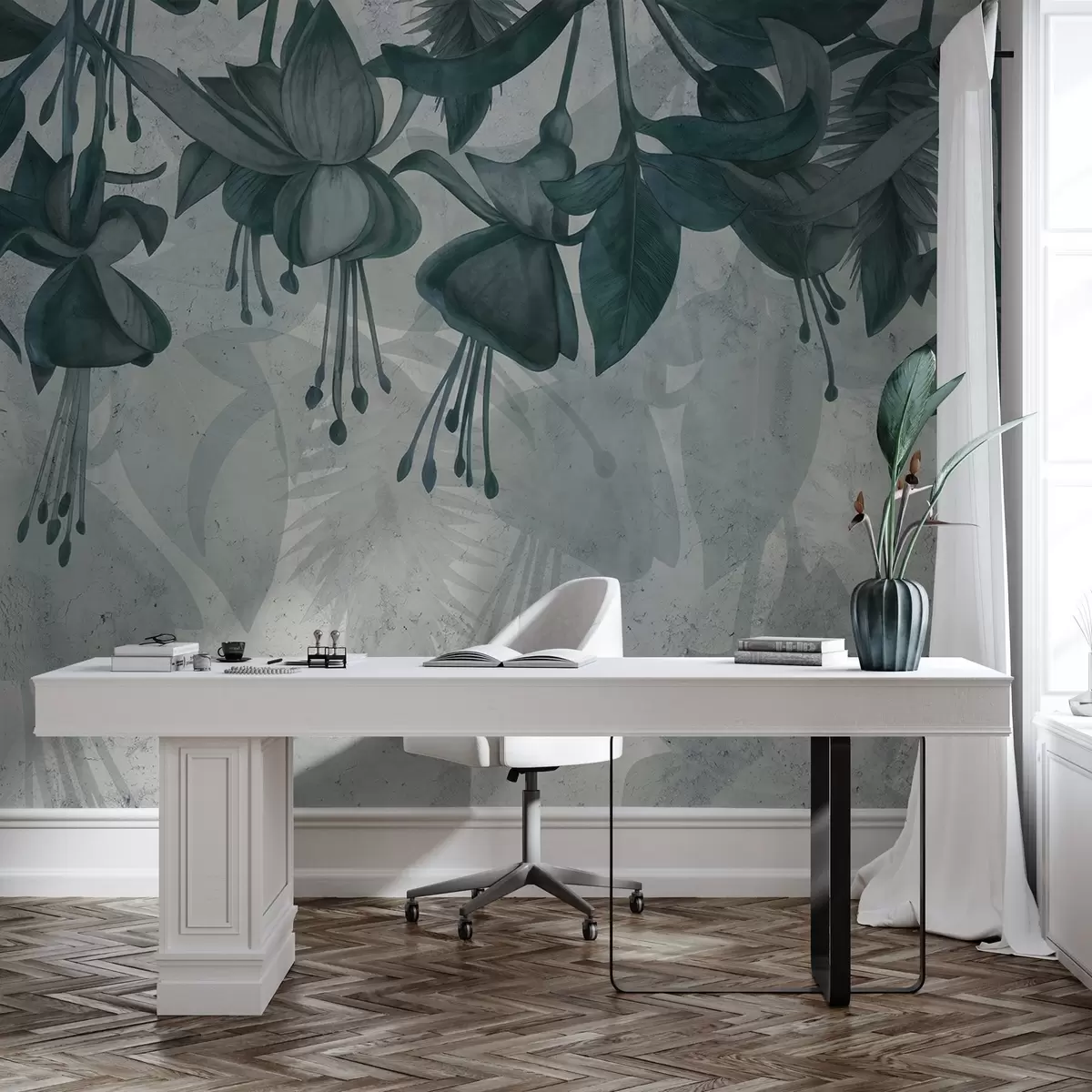 Fototapete Hängende Blumen im Grunge-Stil w04472v1