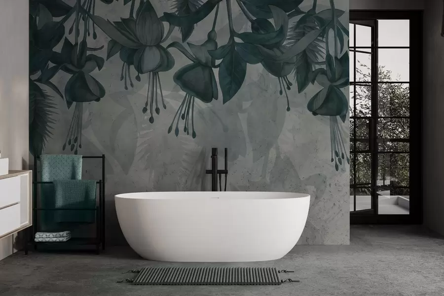 Fototapete Hängende Blumen im Grunge-Stil w04472v1