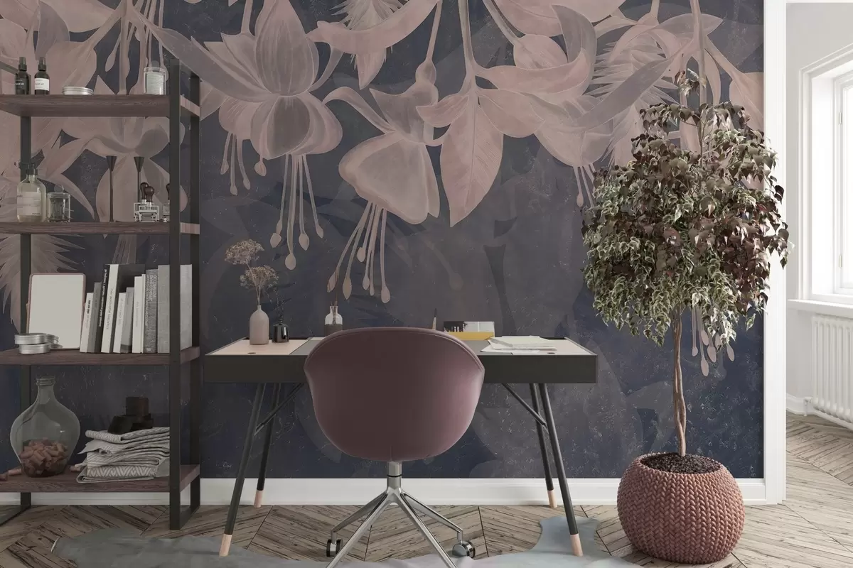 Fototapete Hängende Blumen im Grunge-Stil w04472v2