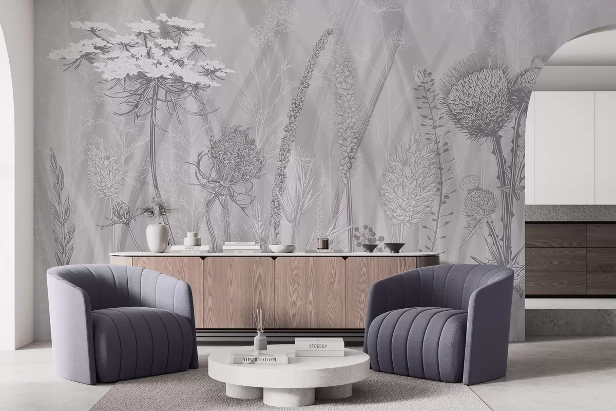 Fototapete Gräser und Herbarium w04473v2