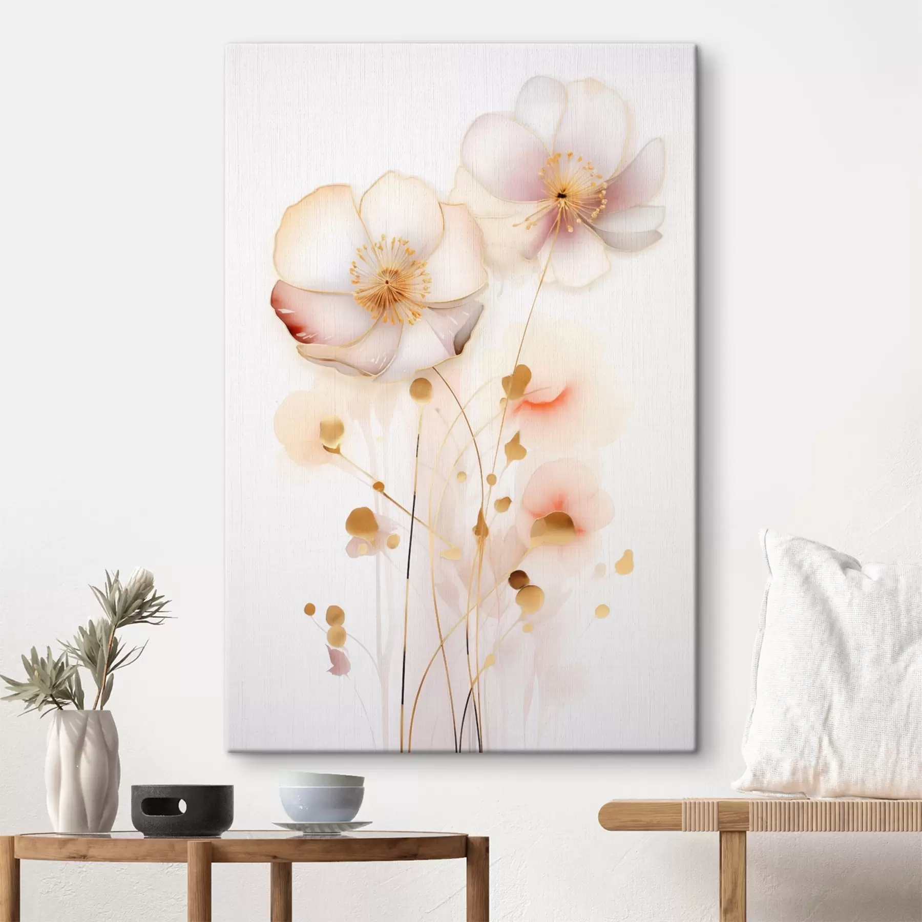 Wandbilder Pastellfarbene Mohnblumen im abstrakten Stil s45643