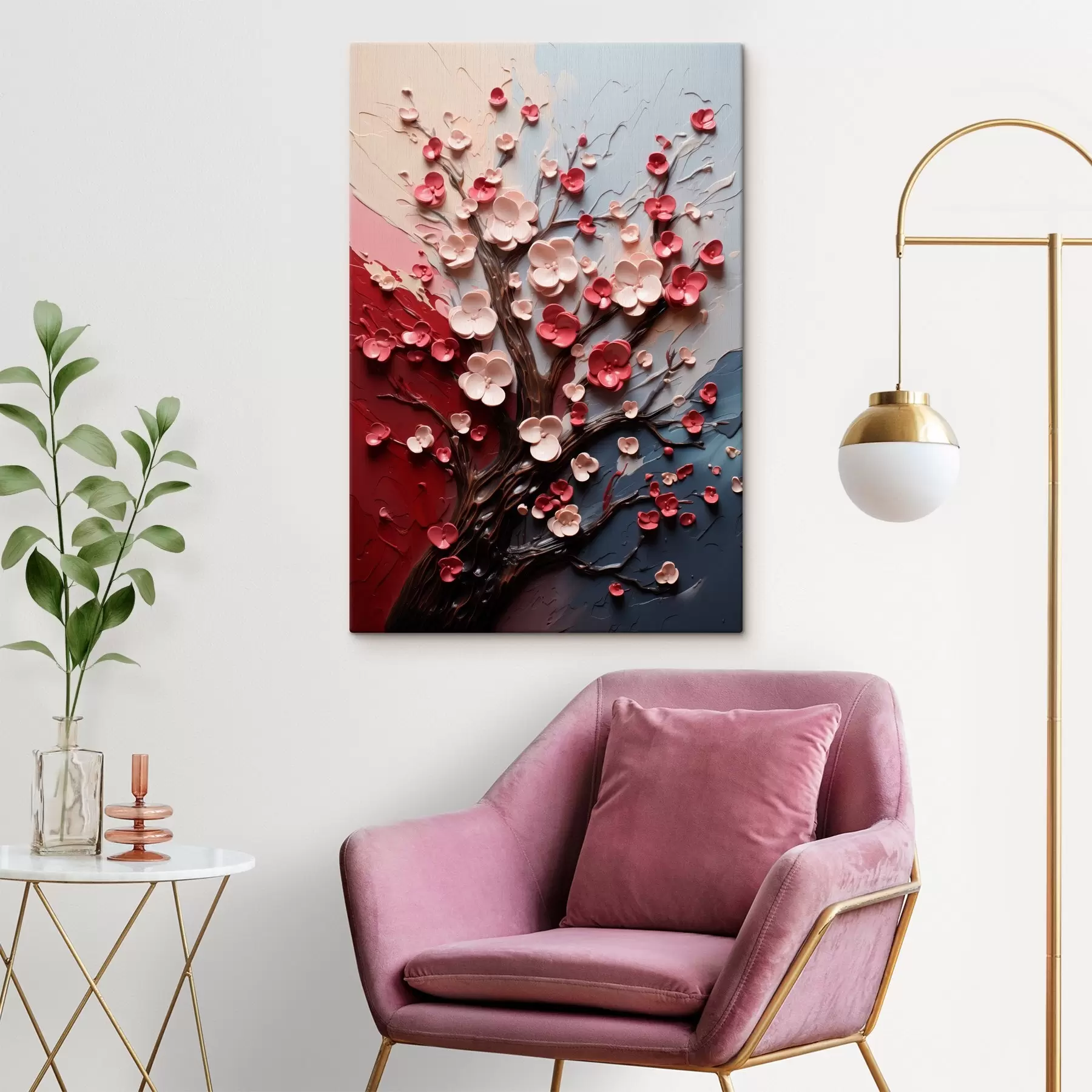 Wandbilder Volumetrische Sakura in strukturiertem Malstil s45650