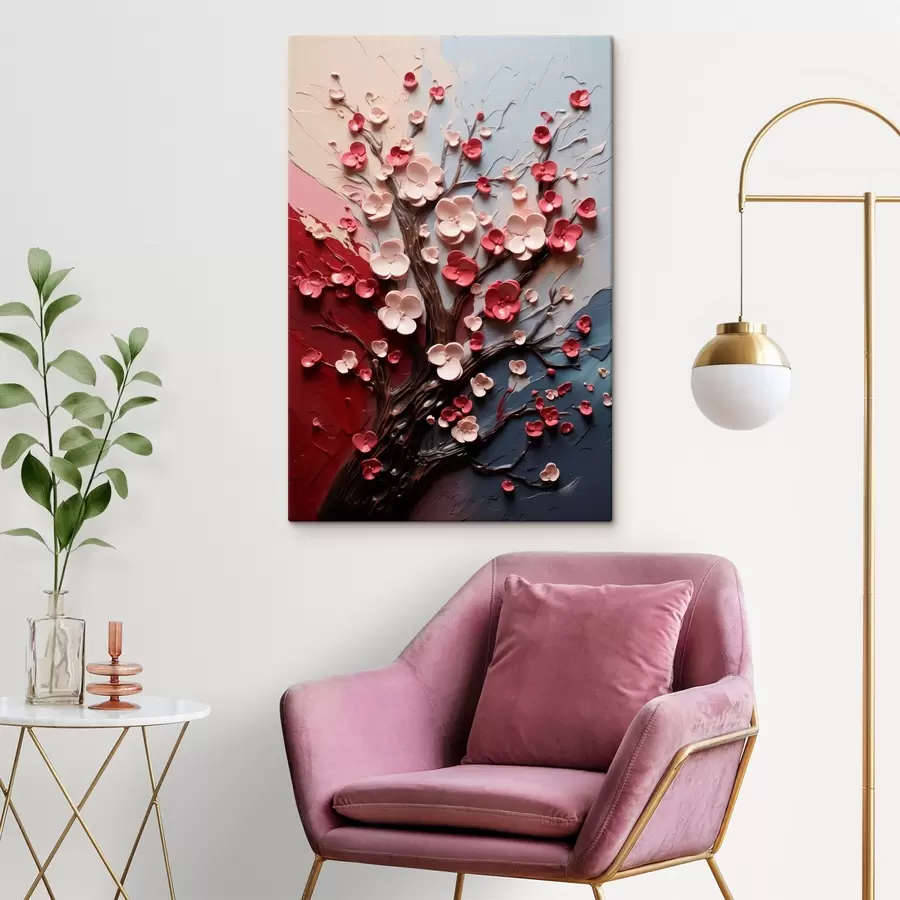 Wandbilder Volumetrische Sakura in strukturiertem Malstil s45650