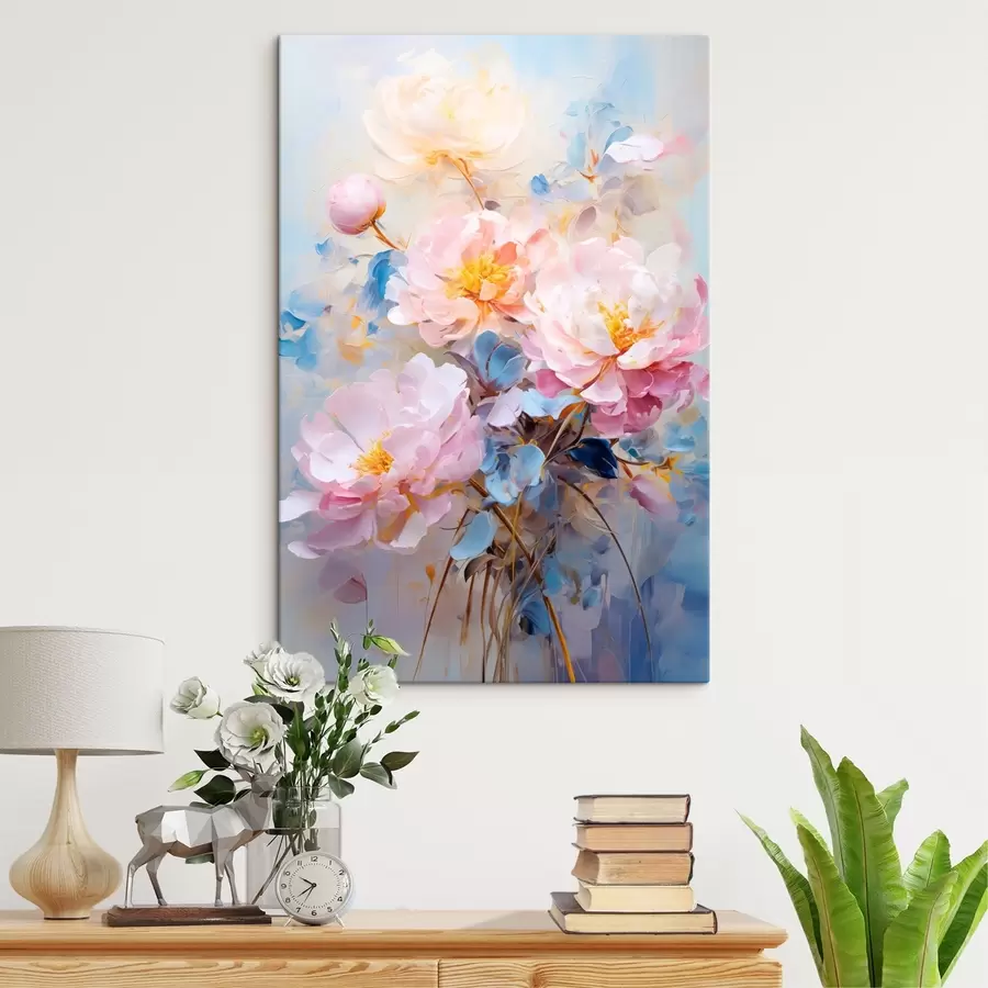 Wandbilder Abstrakte Blumen: rosa und blaue Farbtöne s45652