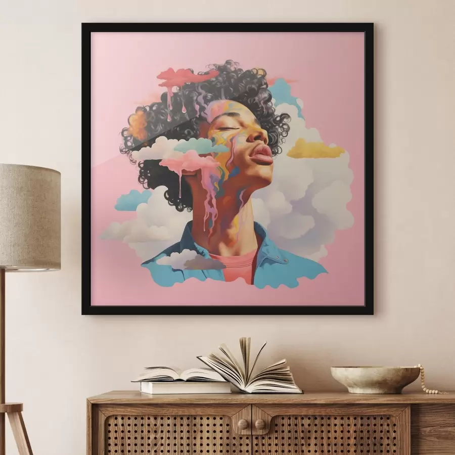 Fototapete Träumer in den Wolken im Aquarellstil f45636