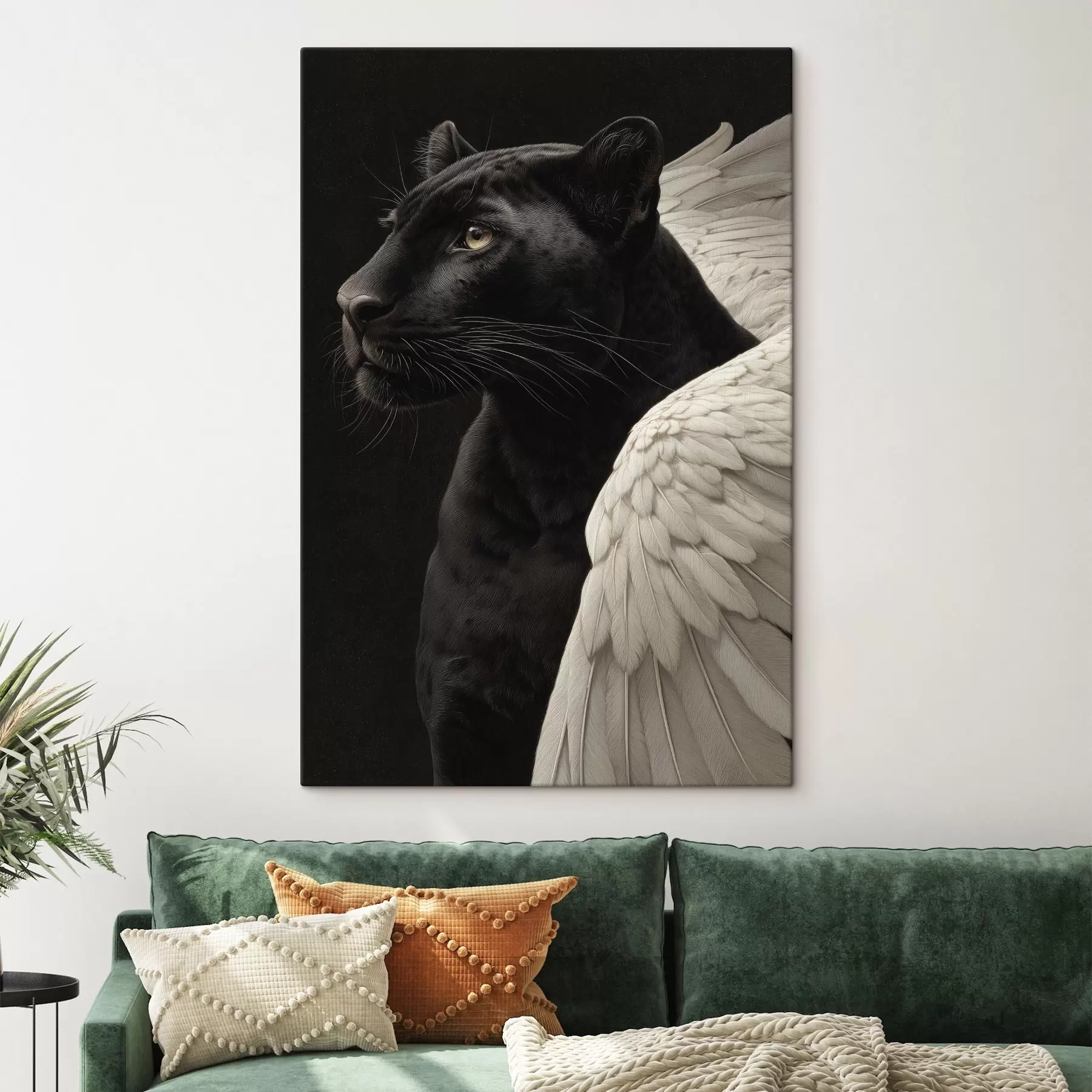Wandbilder Schwarzer Panther mit Flügeln im Fantasy-Stil s45653