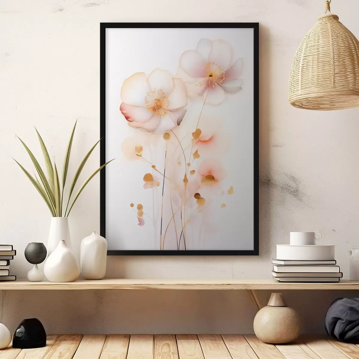 Poster Pastellfarbene Mohnblumen im abstrakten Stil f45643