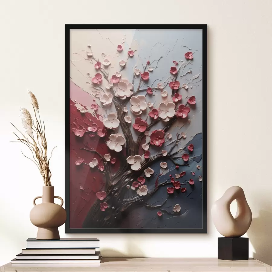 Fototapete Volumetrische Sakura in strukturiertem Malstil f45650