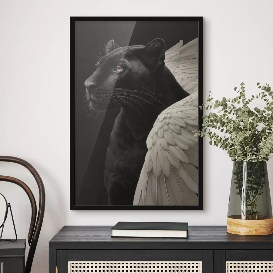 Fototapete Schwarzer Panther mit Flügeln im Fantasy-Stil f45653