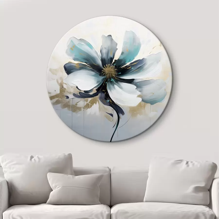 Wandbilder Türkisfarbene Blume im Stil der Ölmalerei r45641