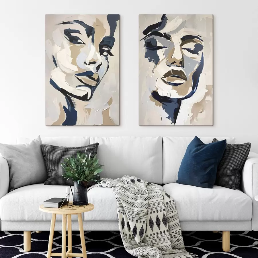 Wandbilder Abstrakte Gesichter von Frauen mit imitierten Pinselstrichen m00713