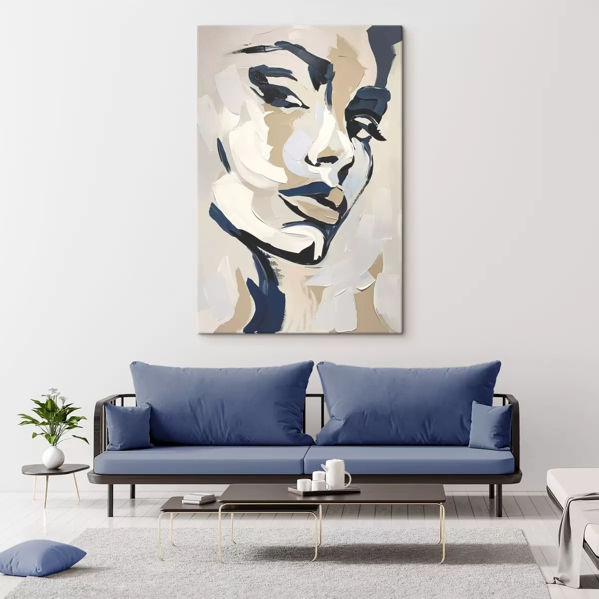 Wandbilder Abstraktes Porträt einer Frau mit imitierten Pinselstrichen s45593