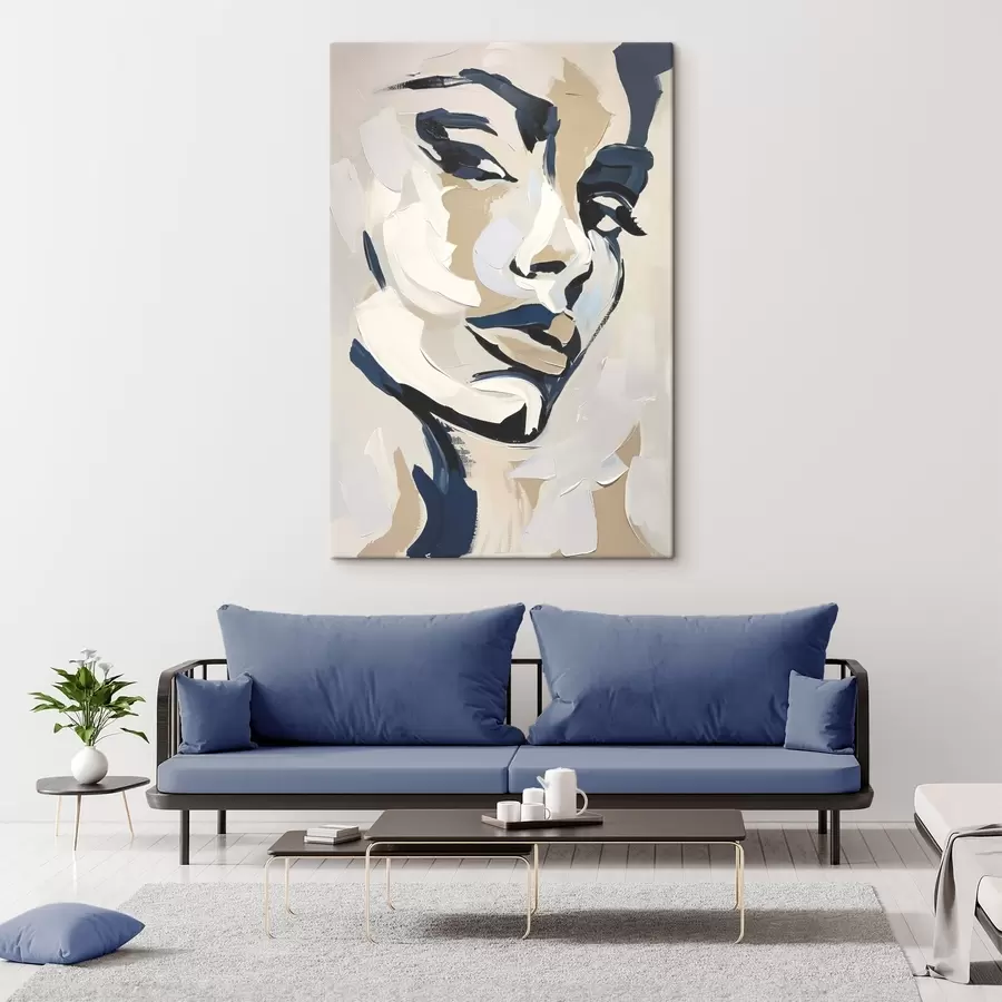 Wandbilder Abstraktes Porträt einer Frau mit imitierten Pinselstrichen s45593