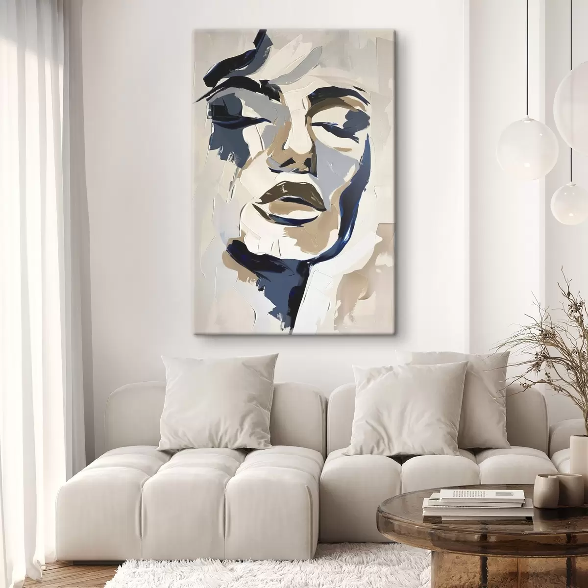 Wandbilder Abstraktes Porträt einer Frau mit imitierten Pinselstrichen s45743