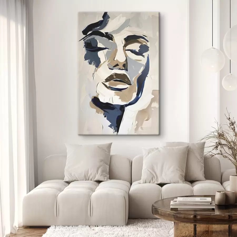 Wandbilder Abstraktes Porträt einer Frau mit imitierten Pinselstrichen s45743