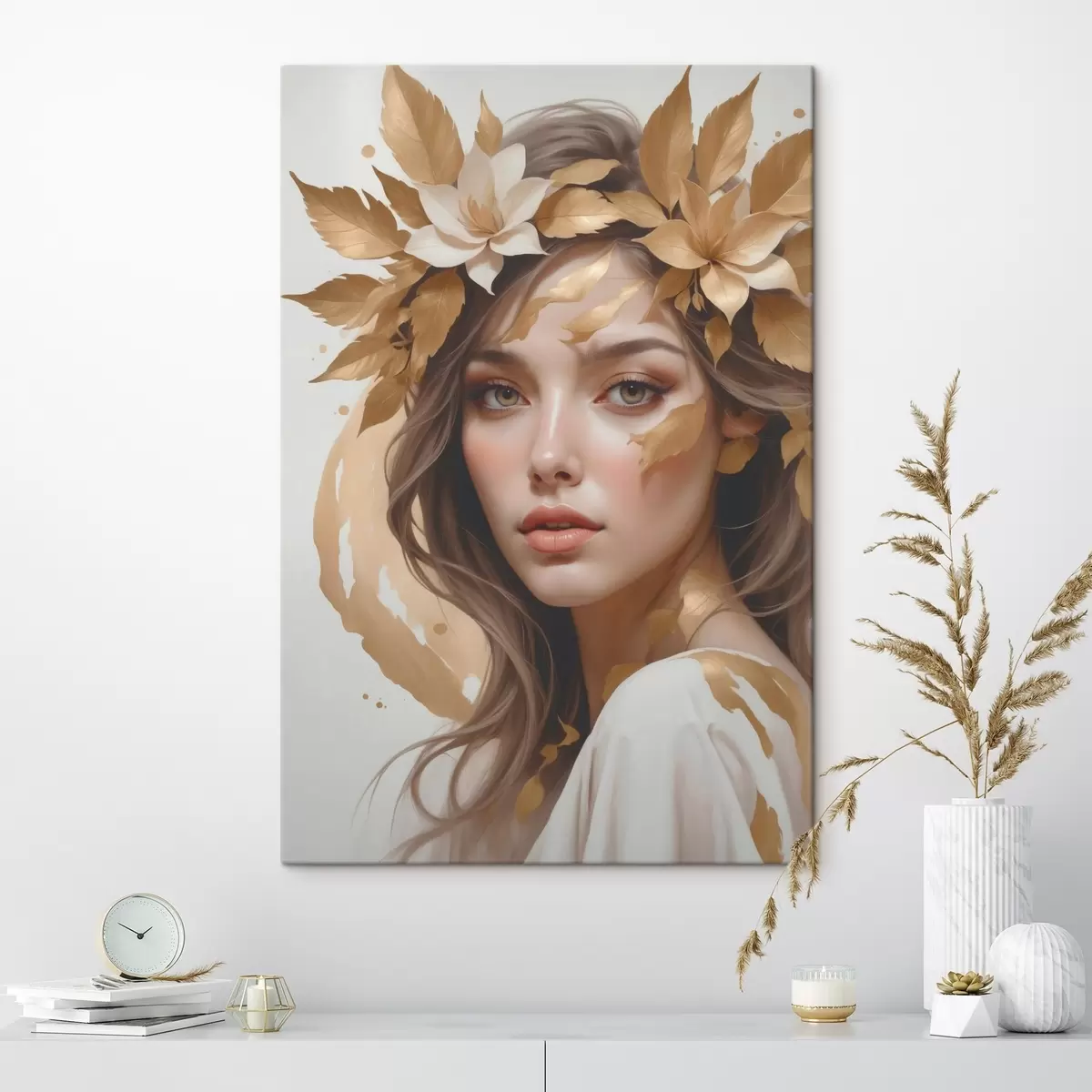 Wandbilder Eine Frau mit Blättern im Haar s45748