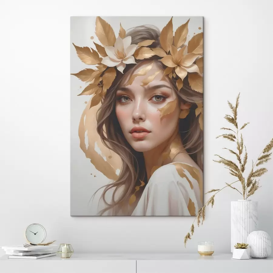 Wandbilder Eine Frau mit Blättern im Haar s45748