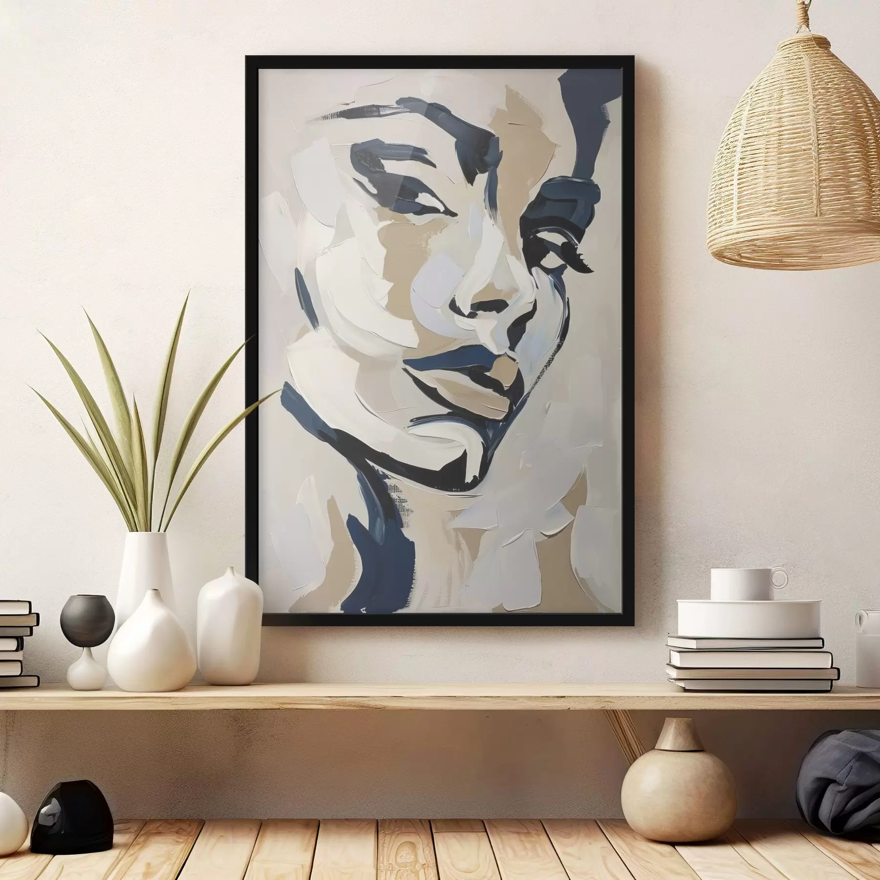 Fototapete Abstraktes Porträt einer Frau mit imitierten Pinselstrichen f45593