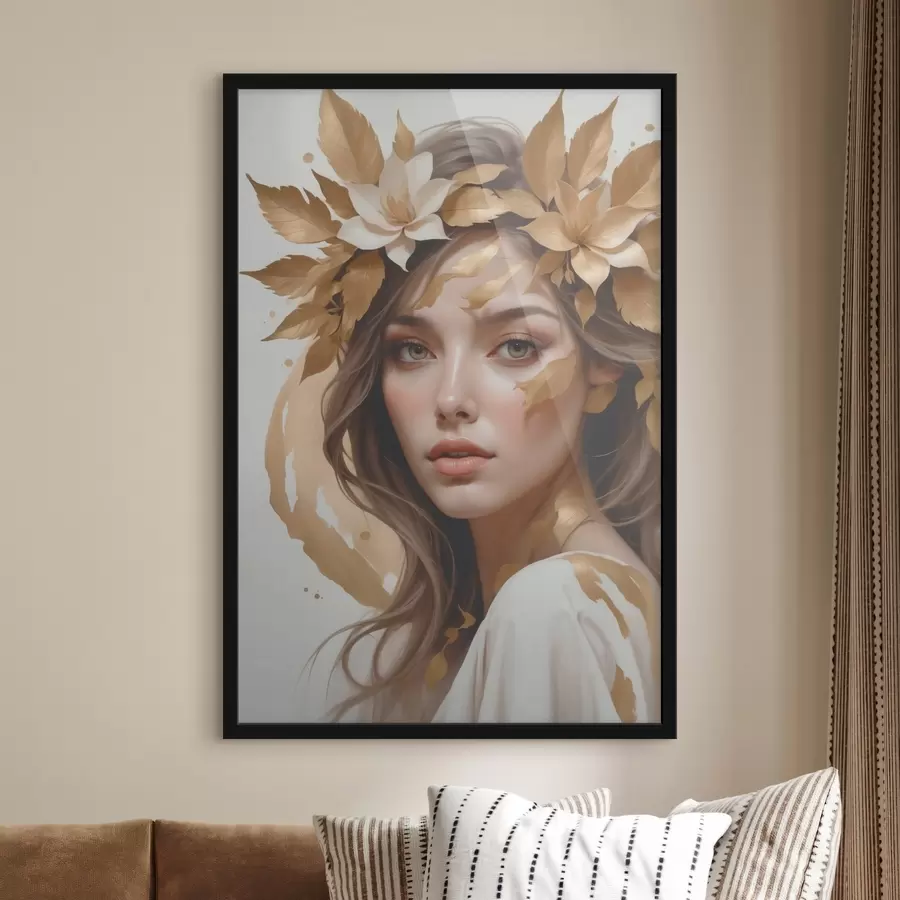 Fototapete Eine Frau mit Blättern im Haar f45748