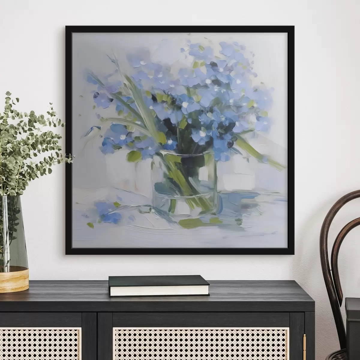 Poster Zarte Blumen in einer Glasvase f45773