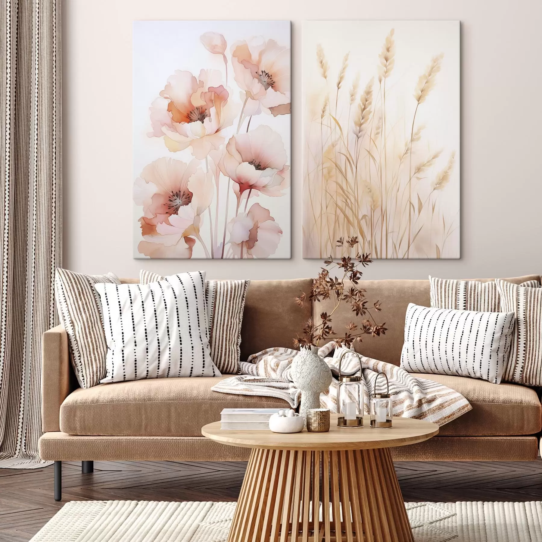 Wandbilder Mohnblumen und Ährchen, Aquarellimitation m00723