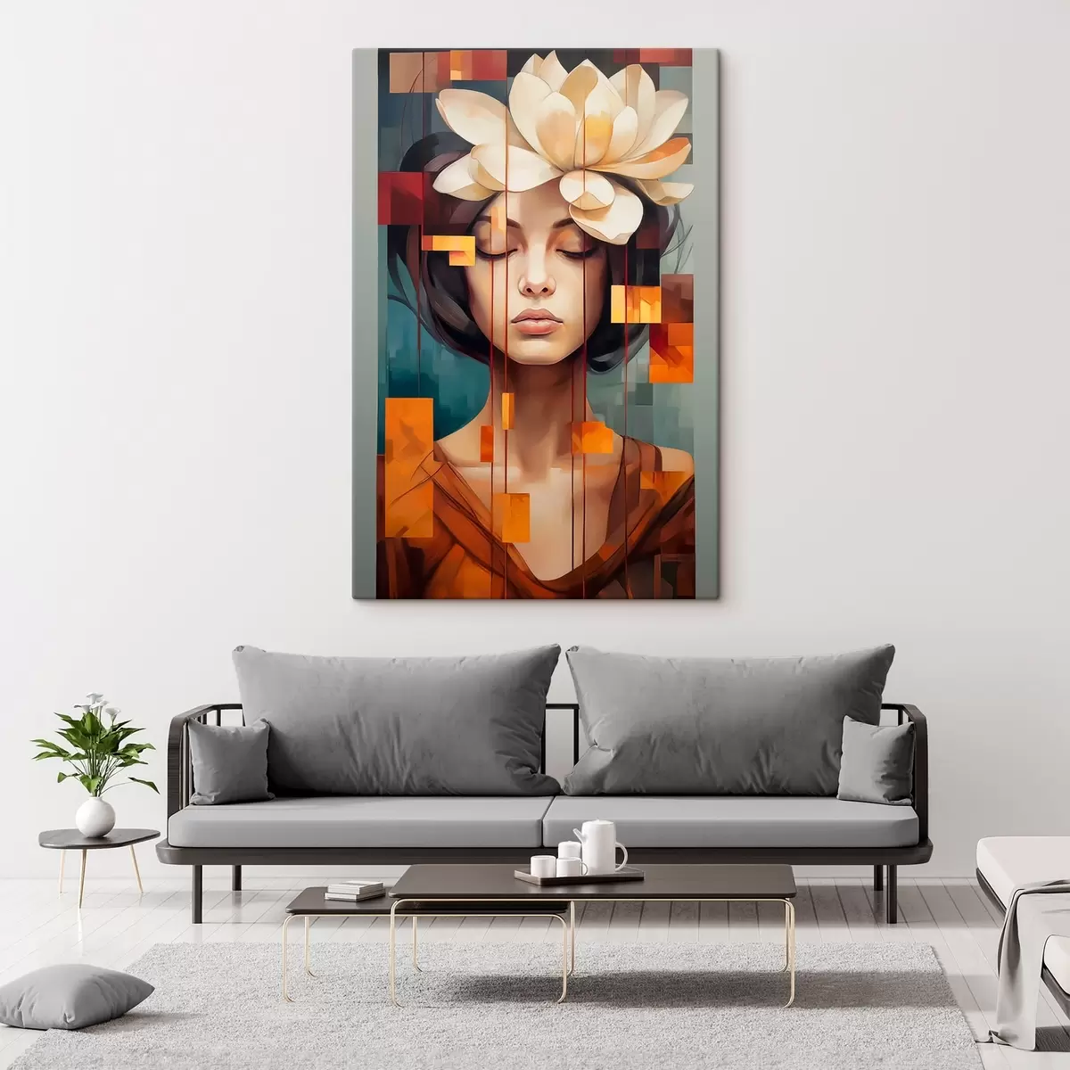 Wandbilder Frau mit einer Blume s45796