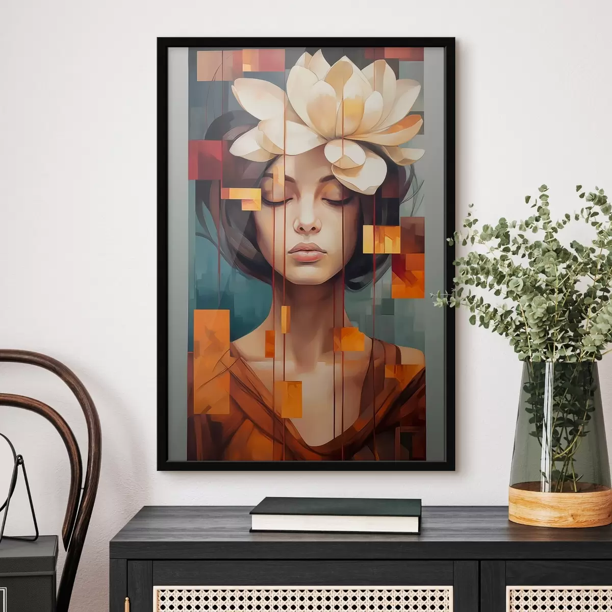 Poster Frau mit einer Blume f45796