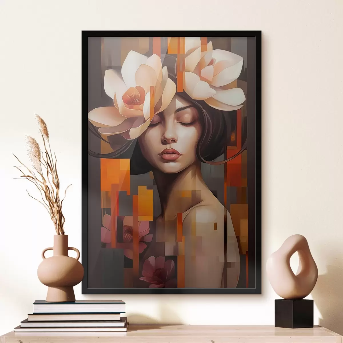 Poster Frau mit einer Blume f45797