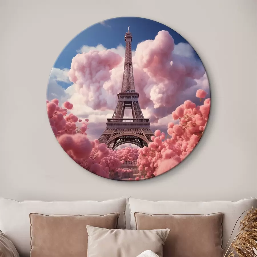 Wandbilder Eiffelturm in rosa Wolken im Fantasy-Stil r45036