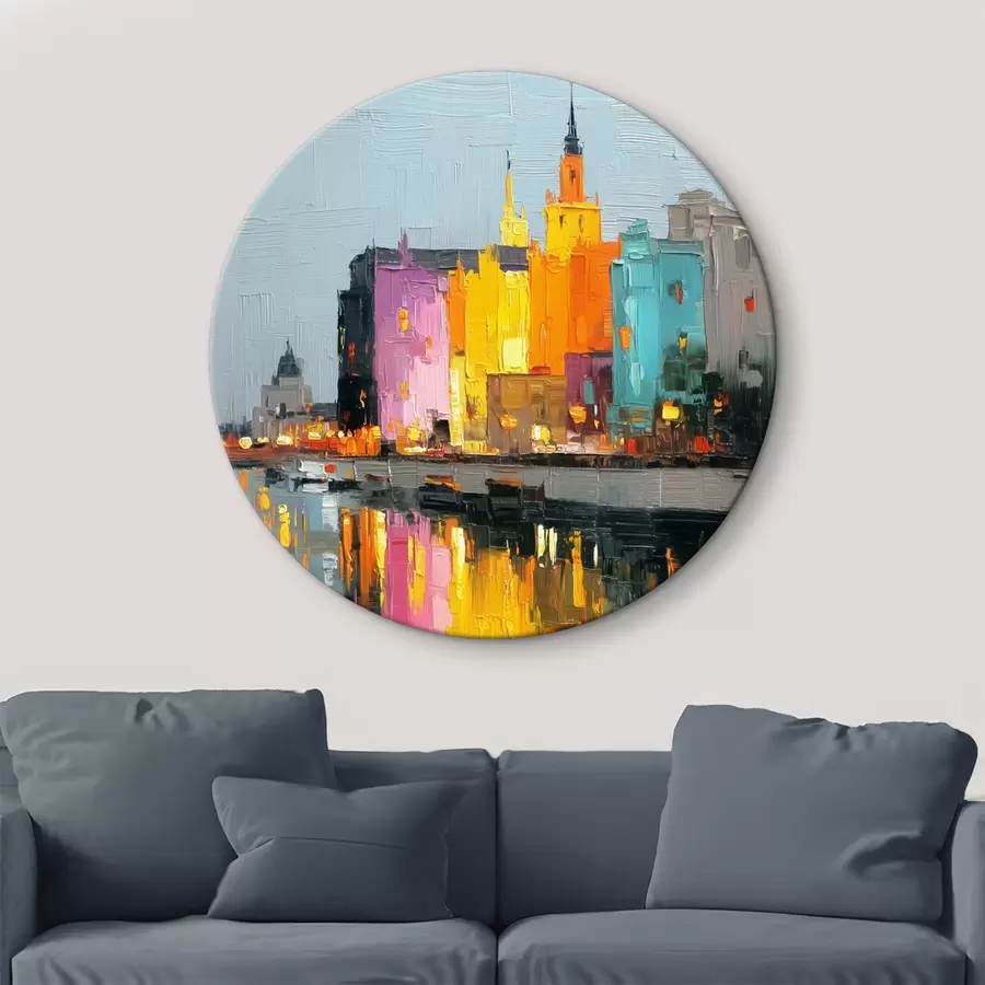 Wandbilder Lichter der Stadt: lebendige Landschaft im Impasto-Stil r45242