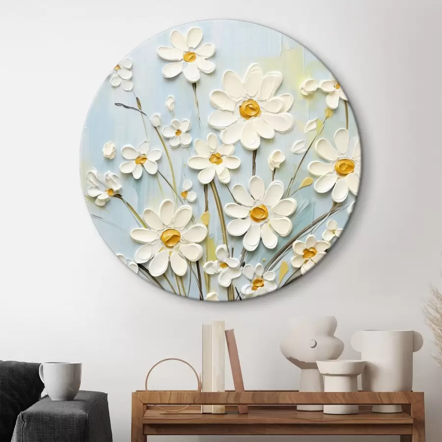 Wandbilder Strukturierte Gänseblümchen: Impasto-Kunst mit ausdrucksstarken Pinselstrichen r45266