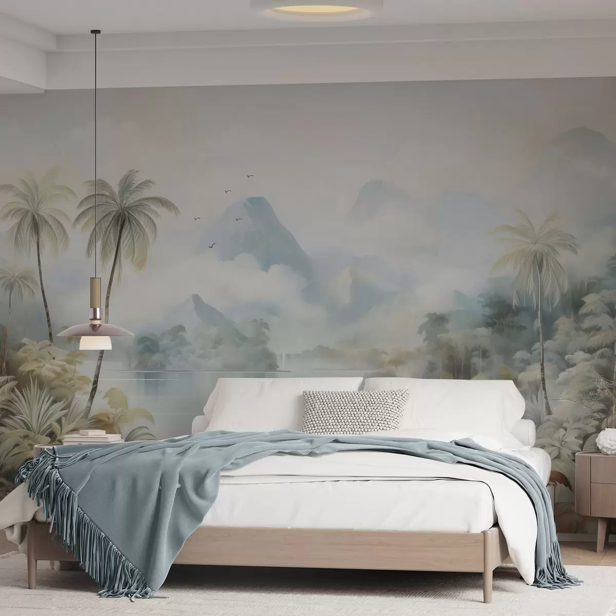 Fototapete Fluss im Dschungel in der Nähe der Berge w04536