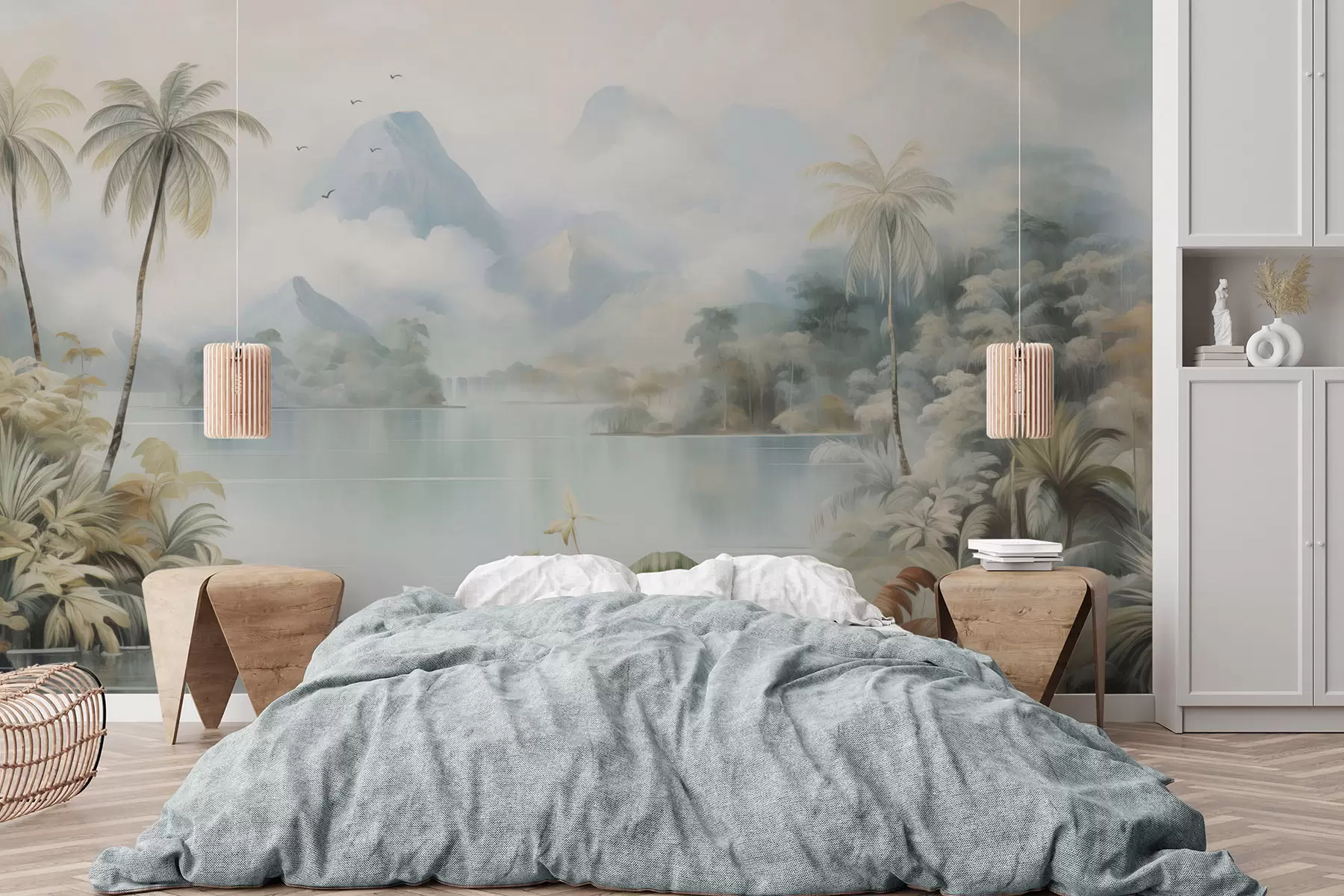 Fototapete Fluss im Dschungel in der Nähe der Berge w04536