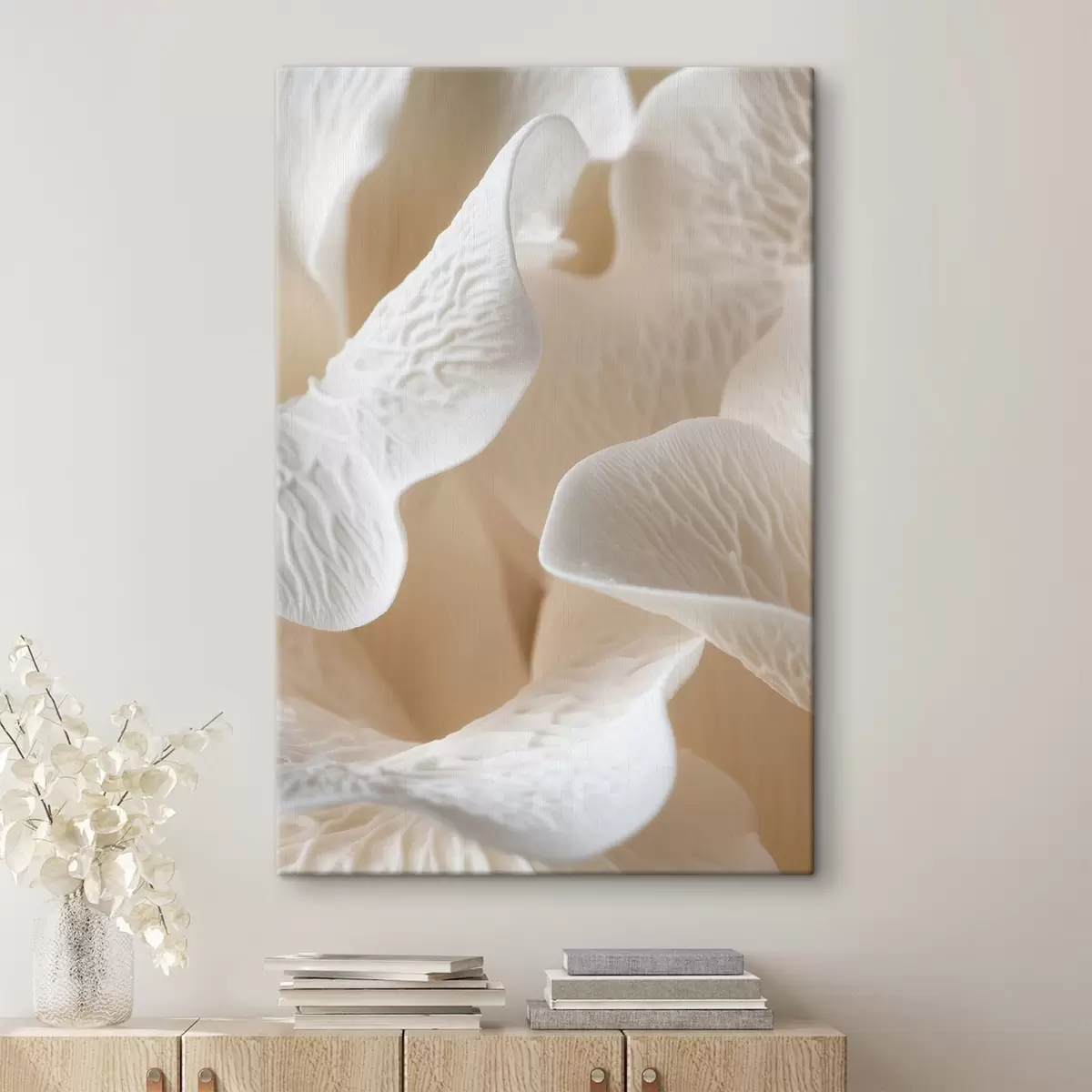 Wandbilder blütenblätter mit Adern in Beigetönen s45703