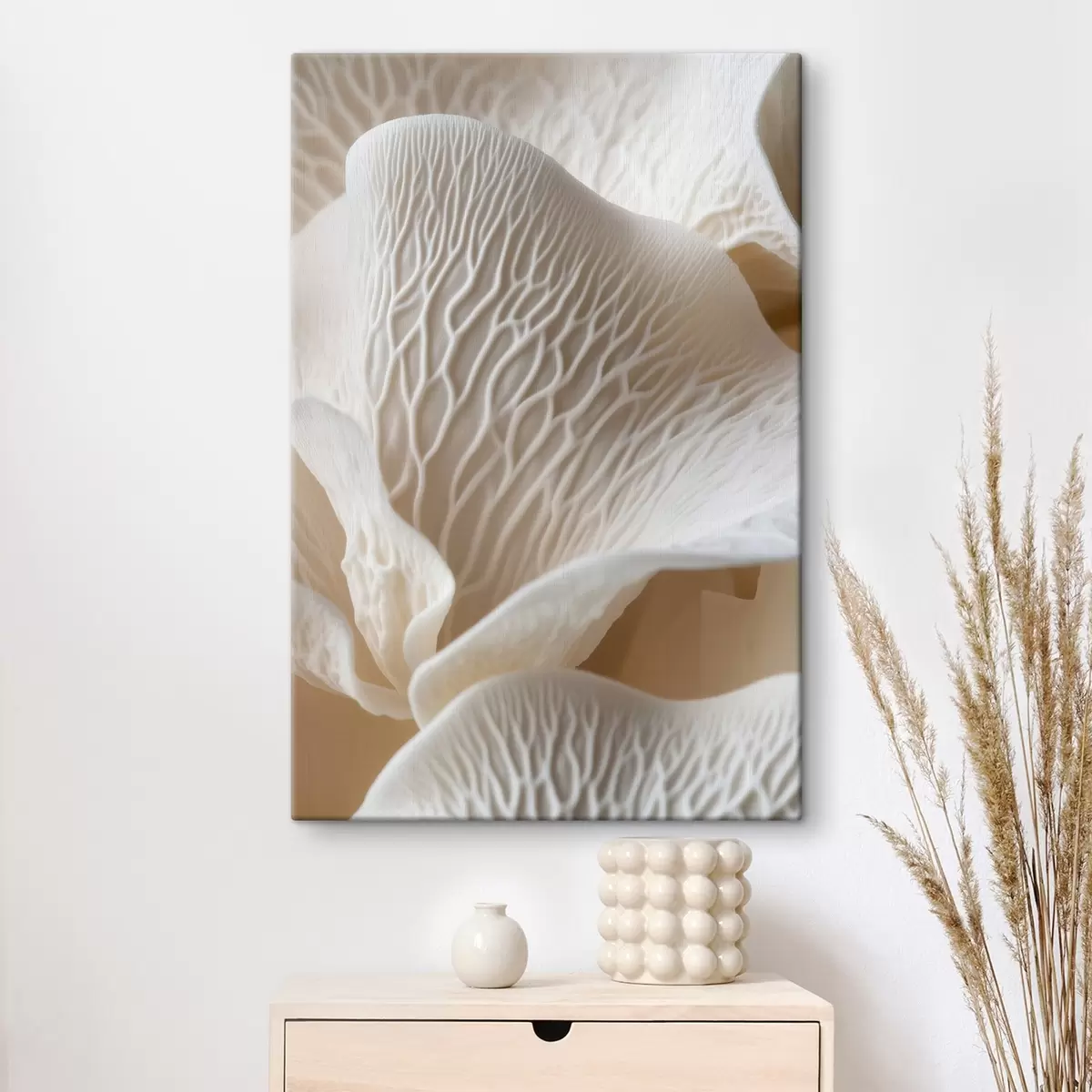 Wandbilder blütenblätter mit Adern in Beigetönen s45704