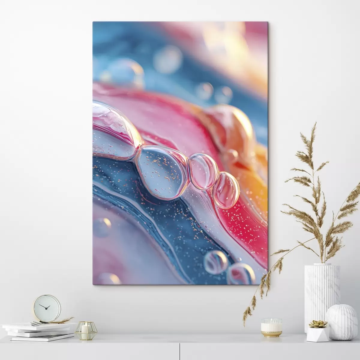 Wandbilder bunte Wellen mit Blasen s45705