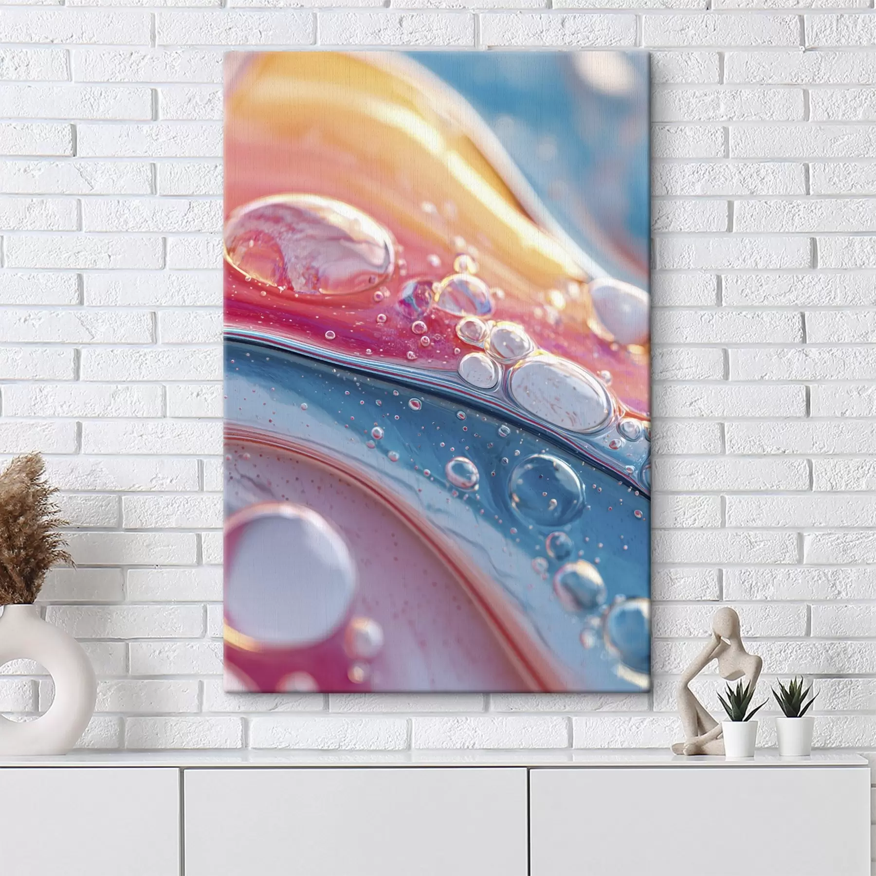 Wandbilder bunte Wellen mit Blasen s45707