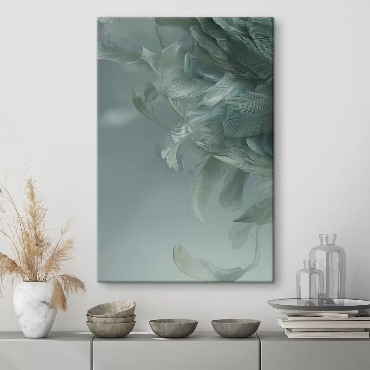 Wandbilder federn in Meeresfarben s45708