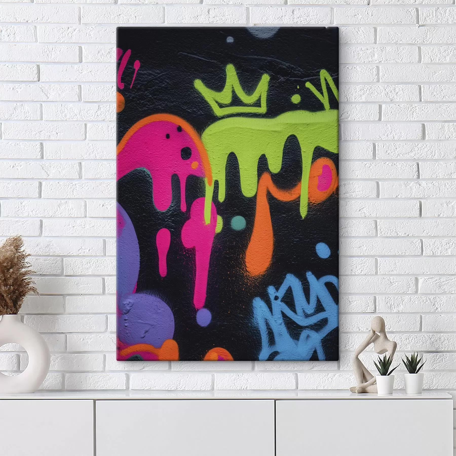 Wandbilder leuchtende Straßenkunst auf dunklem Hintergrund s45716