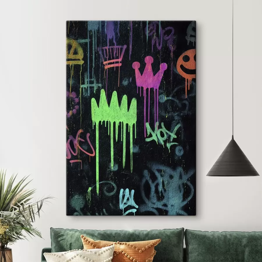 Wandbilder leuchtende Straßenkunst auf dunklem Hintergrund s45718