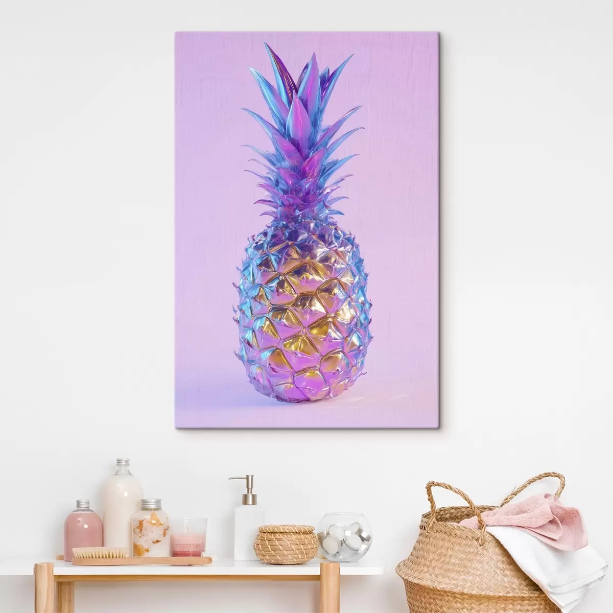 Wandbilder leuchtend glänzende Ananas im Pop-Art-Stil s45727