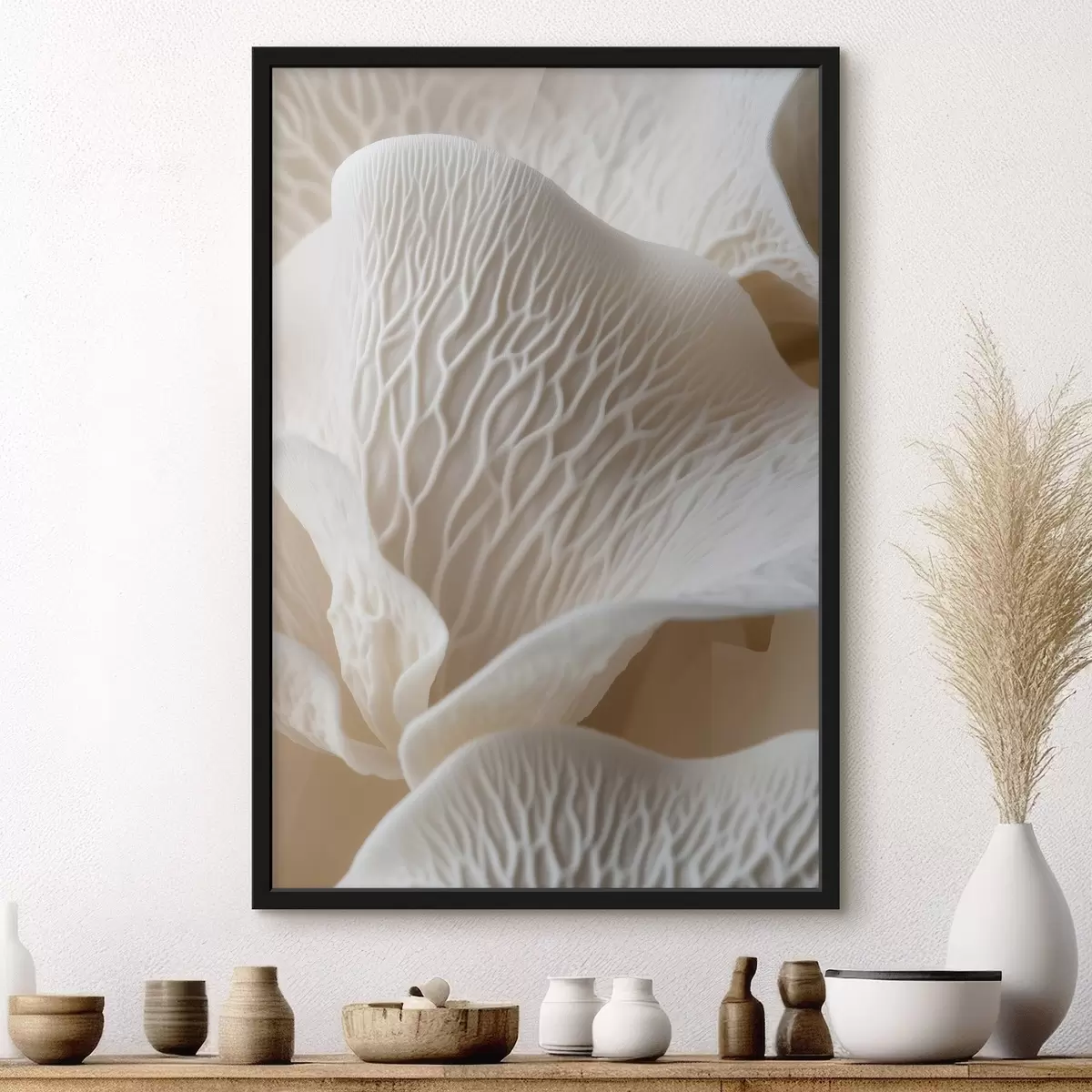 Poster blütenblätter mit Adern in Beigetönen f45704